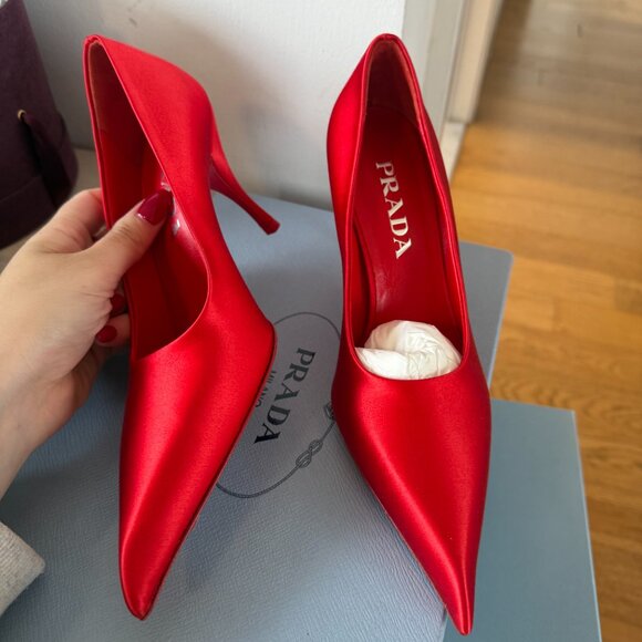 Prada Scarlet Red Pointed Heels - Picture 7 of 11
